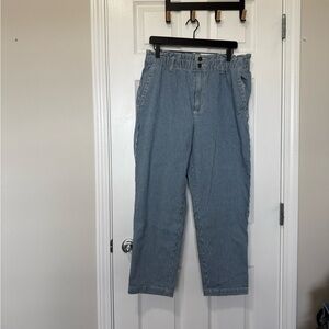 Universal Thread Blue Railroad Striped Paperbag Pants elastic waist Sz 14